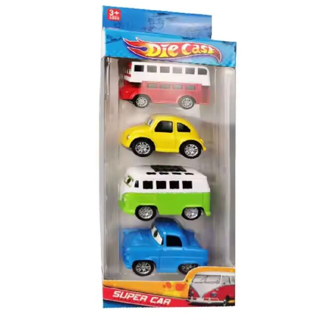 Pack of 4 Diecast Alloy Mini Cartoon Model Cars