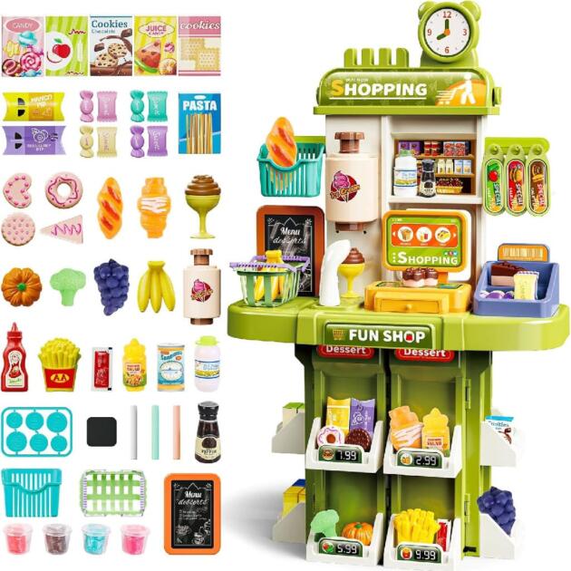 Play Kitchen Playset Grocery Store Pretend Play Set for Kids Supermarket Shopping Toys