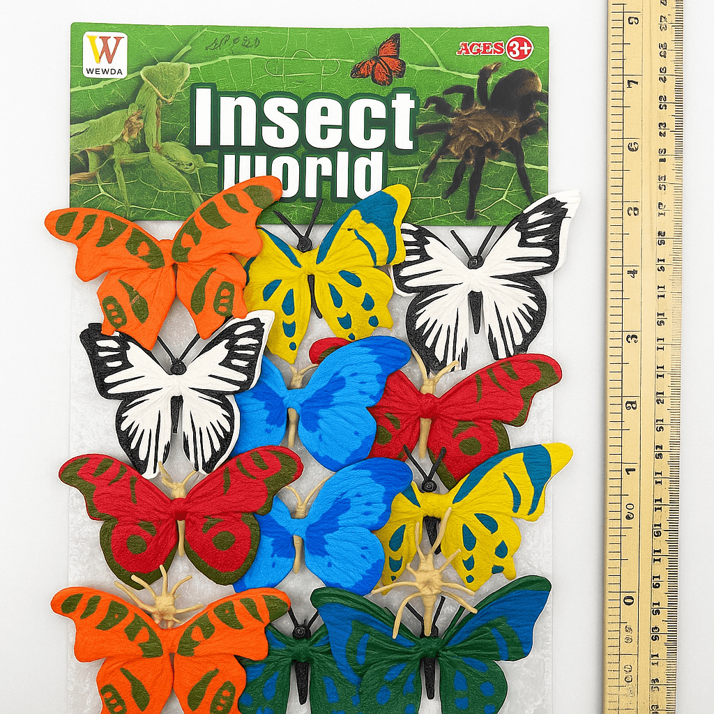 Insect World Butterfly Toy Set – 12 Colorful Plastic Butterflies for Kids