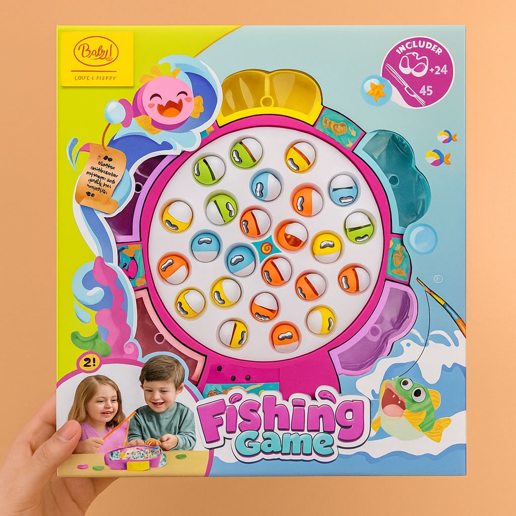 Magnetic Fishing Toys Fish and Rod with Magnetic Rotating Fishing Game