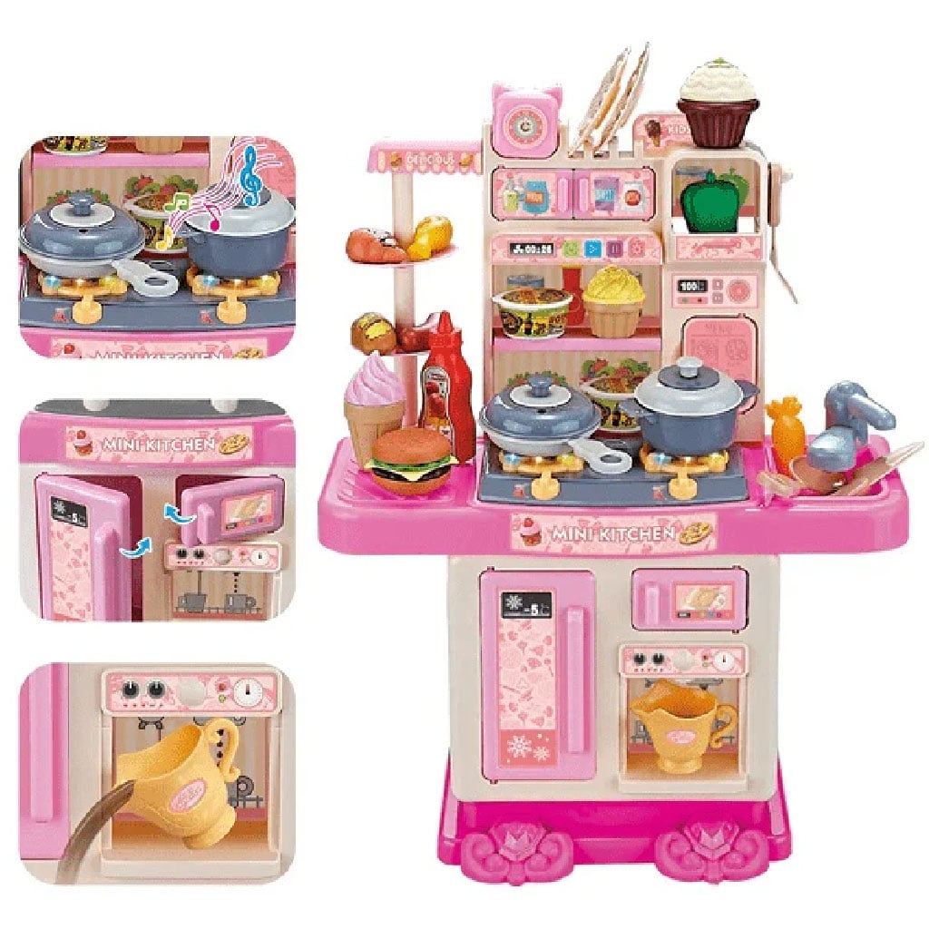 Pretend Play Kitchen Set for Kids – Realistic Cooking Toy with Lights, Sounds & Food Accessories | Educational Preschool Kitchen Toy