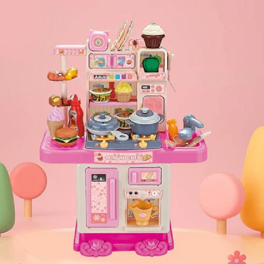 Pretend Play Kitchen Set for Kids – Realistic Cooking Toy with Lights, Sounds & Food Accessories | Educational Preschool Kitchen Toy - Image 2